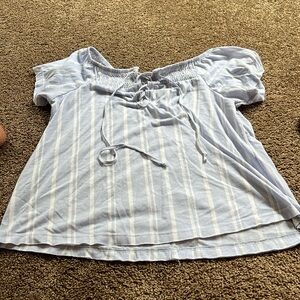Blue and white striped top